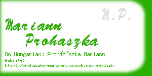 mariann prohaszka business card